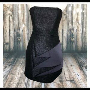 BCBGeneration Black Strapless Draped Front Dress